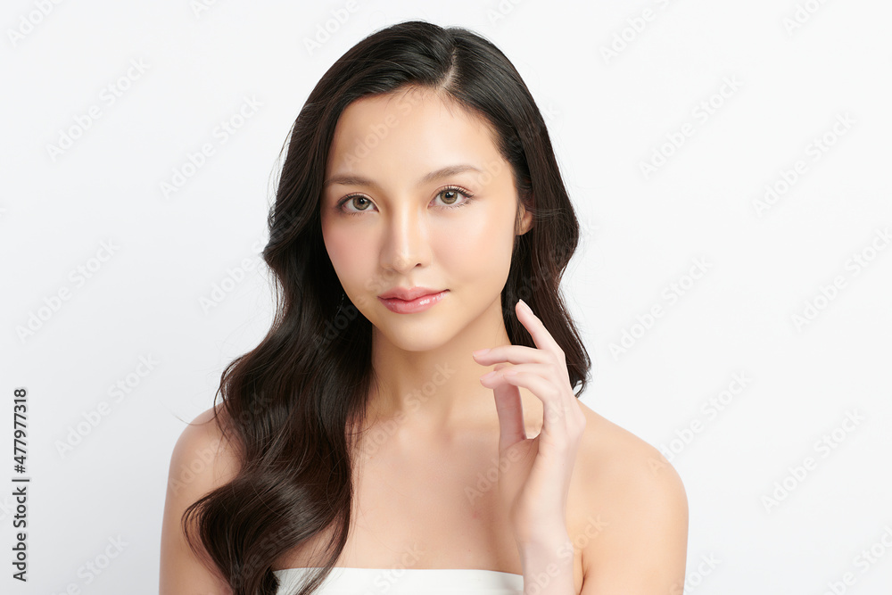 Beautiful young asian woman with clean fresh skin on white background, Face care, Facial treatment, Cosmetology, beauty and spa, Asian women portrait. Beautiful young asian woman with clean fresh skin on white background, Face care, Facial treatment, Cosmetology, beauty and spa, Asian women portrait.