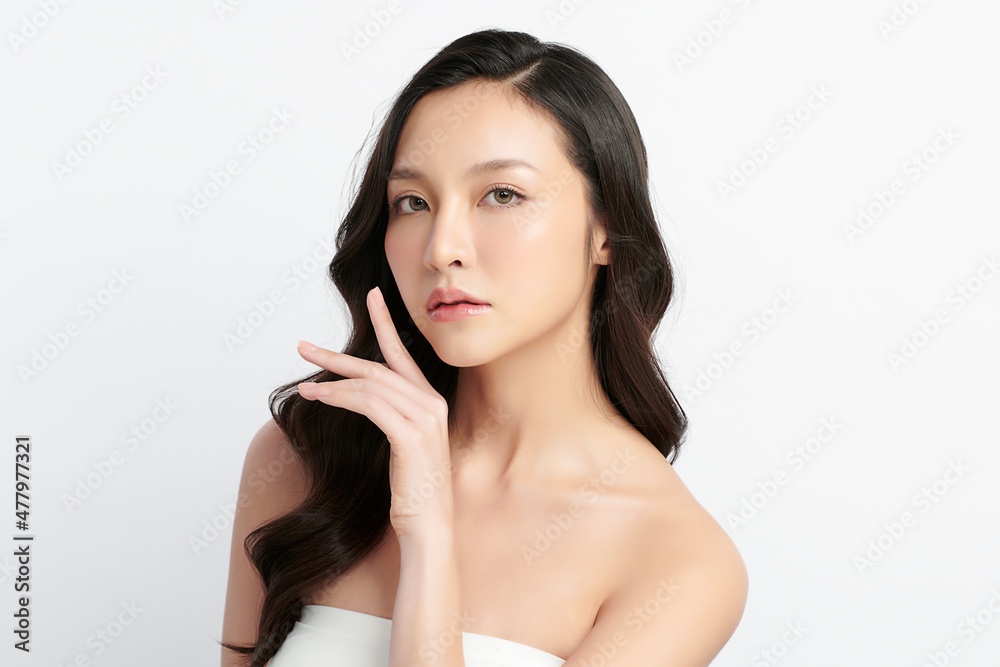 Beautiful young asian woman with clean fresh skin on white background, Face care, Facial treatment, Cosmetology, beauty and spa, Asian women portrait. Beautiful young asian woman with clean fresh skin on white background, Face care, Facial treatment, Cosmetology, beauty and spa, Asian women portrait.