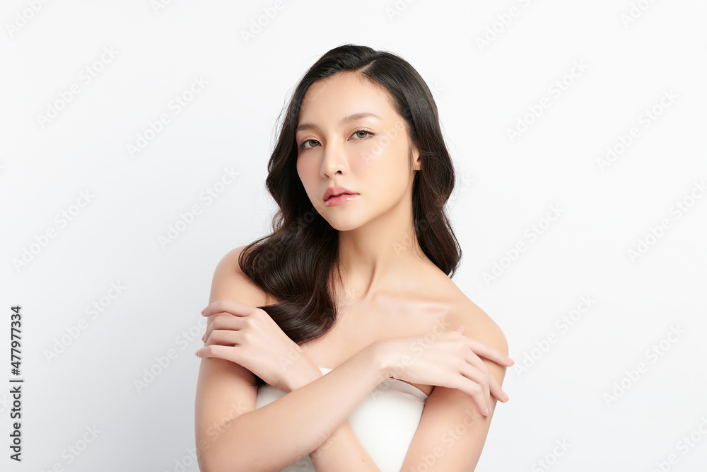 Beautiful young asian woman with clean fresh skin on white background, Face care, Facial treatment, Cosmetology, beauty and spa, Asian women portrait. Beautiful young asian woman with clean fresh skin on white background, Face care, Facial treatment, Cosmetology, beauty and spa, Asian women portrait.