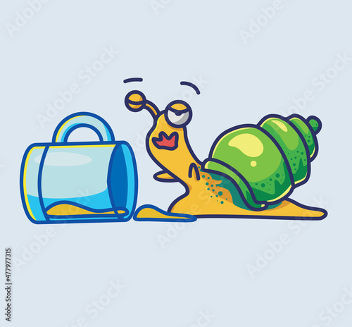 cute snail drink a beer on glass drunk. animal flat cartoon style illustration icon premium vector logo mascot suitable for web design banner character