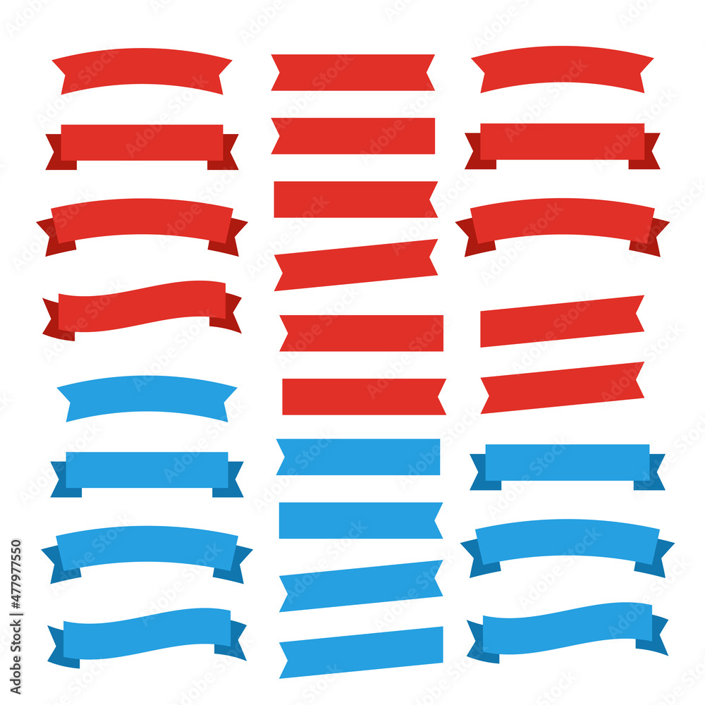 Flat vector ribbons banners flat. Banner ribbon vector set Flat vector ribbons banners flat. Banner ribbon vector set