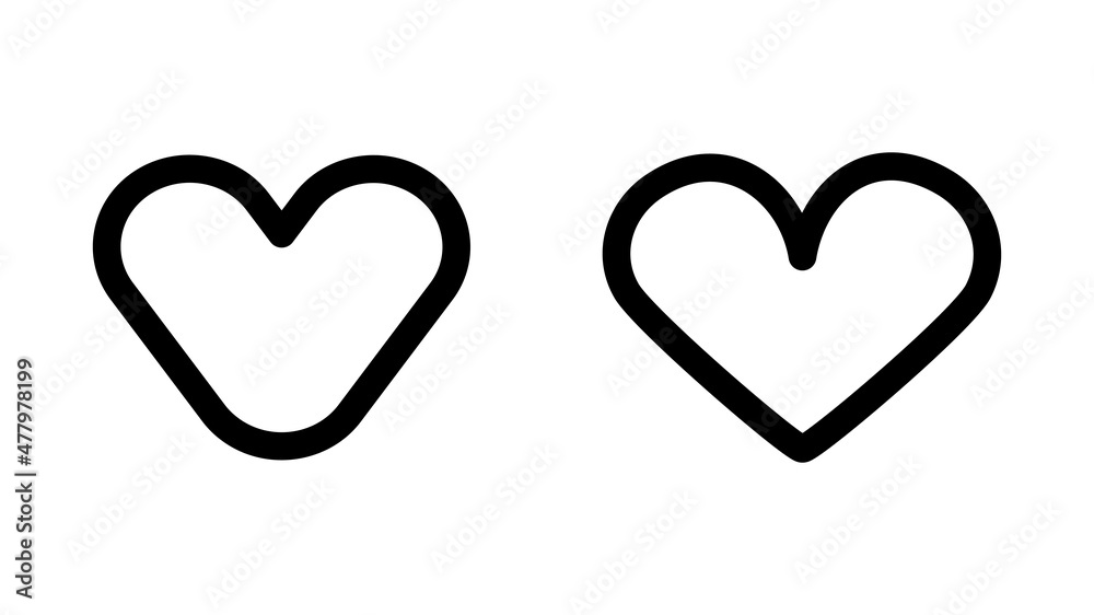 Heart icons, love concept, thin black line