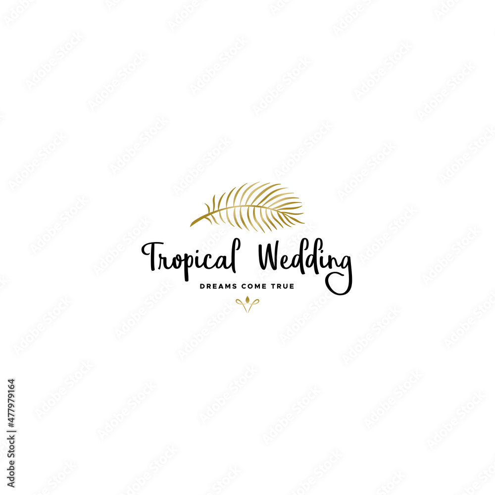 Minimalist design TROPICAL WEDDING logo design