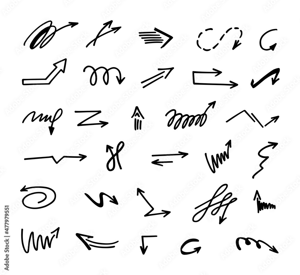 Vector set of hand-drawn arrows, elements for presentation Vector set of hand-drawn arrows, elements for presentation