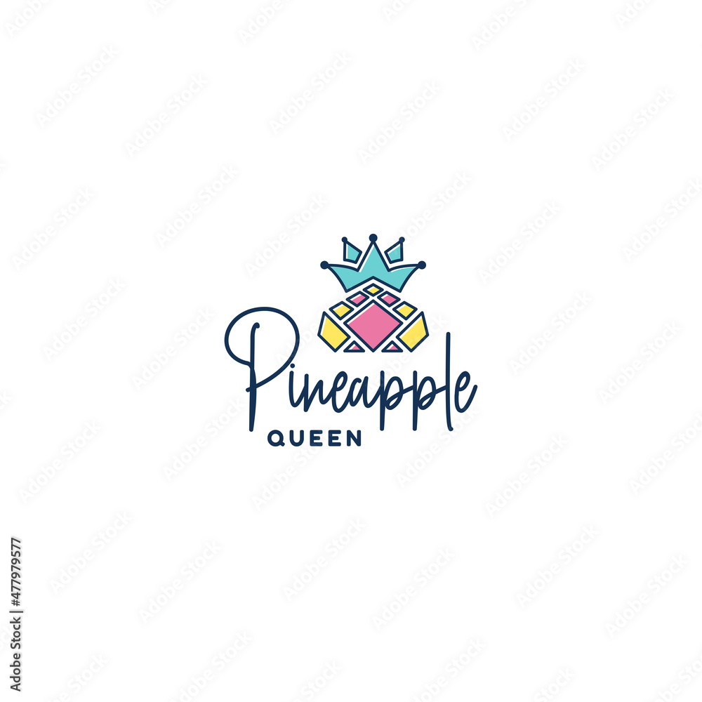 Modern colorful design PINEAPPLE QUEEN logo design