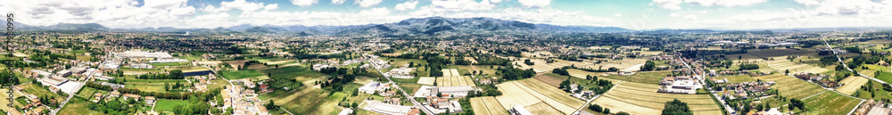 Panoramic aerial view of beautiful Tuscany countryside near Lucca in summer season