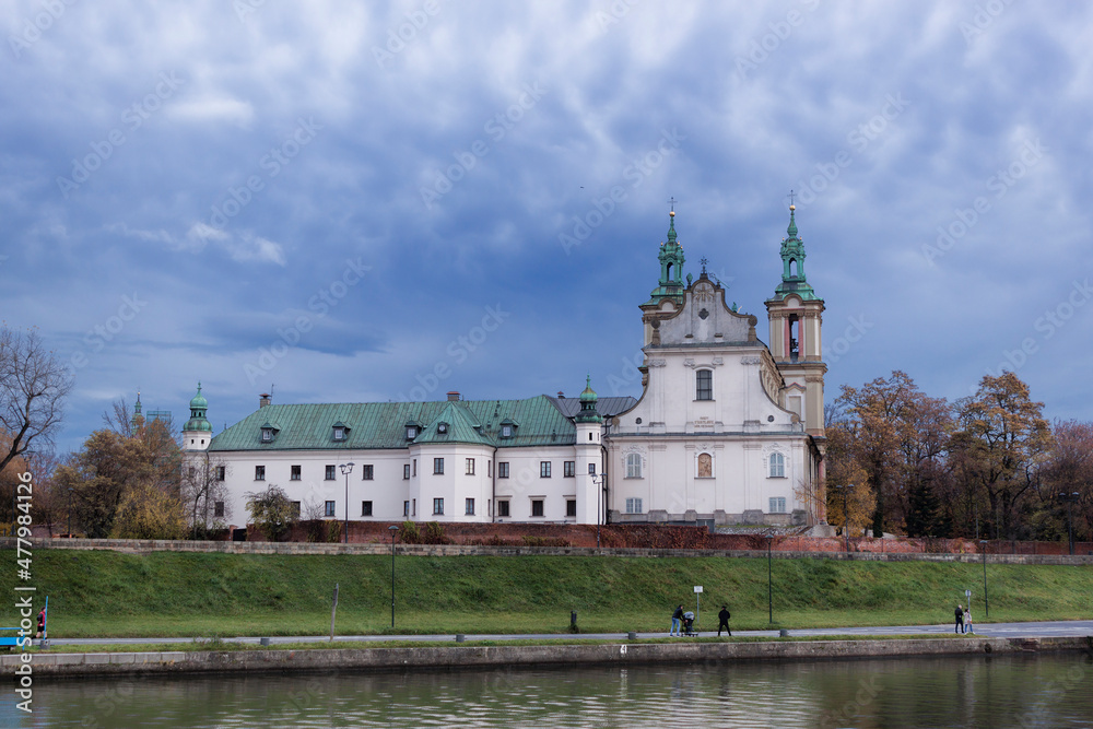 Basilica of St. Michael the Archangel and St. Stanislav in Krakow. View from the Vistula