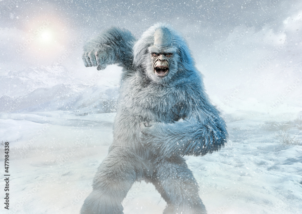 Yeti or abominable snowman 3D illustration	 - obrazy, fototapety, plakaty 