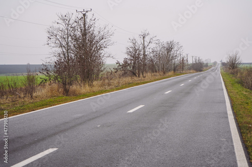road. it was coming in a straight line for a distance of 20 km. photo during the day.