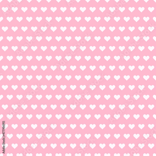 Cute Romantic Seamless Pattern. White hearts on baby pink background.