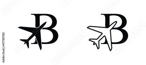 letter B plane vector template airplane logo airlines company travel agency logo 