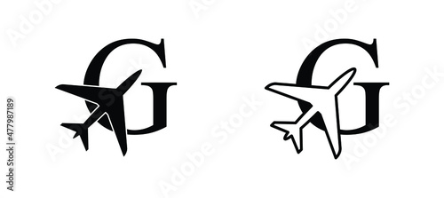 letter G plane vector template airplane logo airlines company travel agency logo 