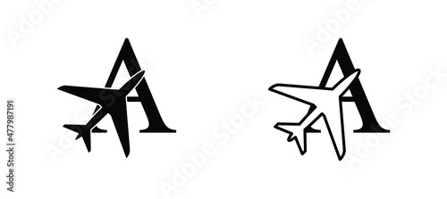 letter A plane vector template airplane logo airlines company travel agency logo 