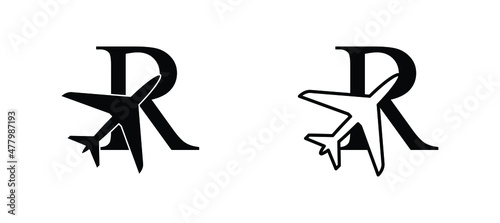 letter R plane vector template airplane logo airlines company travel agency logo 