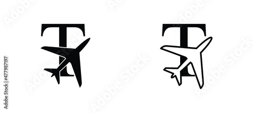 letter T plane vector template airplane logo airlines company travel agency logo 