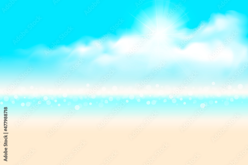 summer background. abstract soft blue sky and beach blurred gradient background, vector illustration