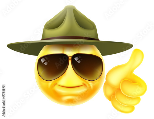 Happy Drill Sergeant Emoticon Cartoon Face