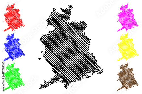 Satna district (Madhya Pradesh State, Rewa division, Republic of India) map vector illustration, scribble sketch Satna map
