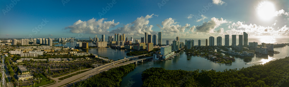 Aerial panorama Miami Sunny Isles Beach FL