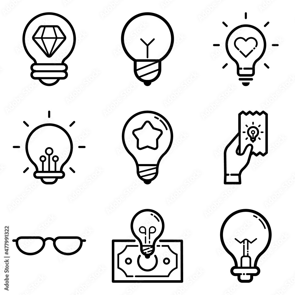Idea Flat Icon Set Isolated On White Background Idea Flat Icon Set Isolated On White Background