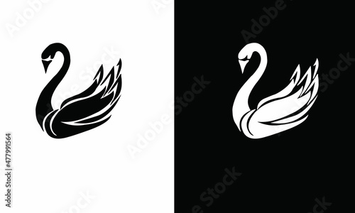Fototapeta Naklejka Na Ścianę i Meble -  This is a black and white swan logo art 