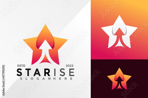 Star rise up Logo Design Vector illustration template