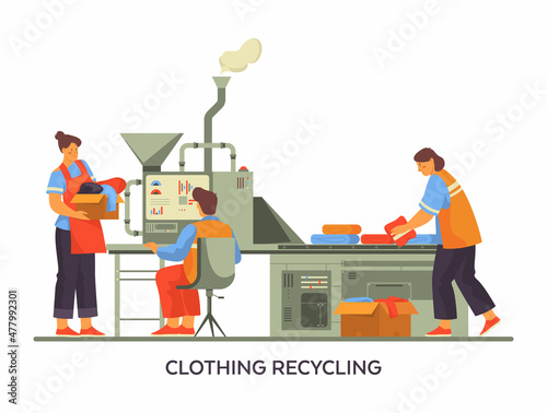 Banner of clothing recycling process, eco industry