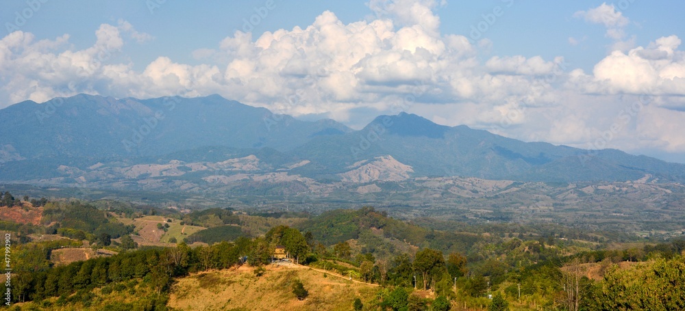 Beautiful view of Landscape of Doi Sakad mountain valley in Pua, Nan Province