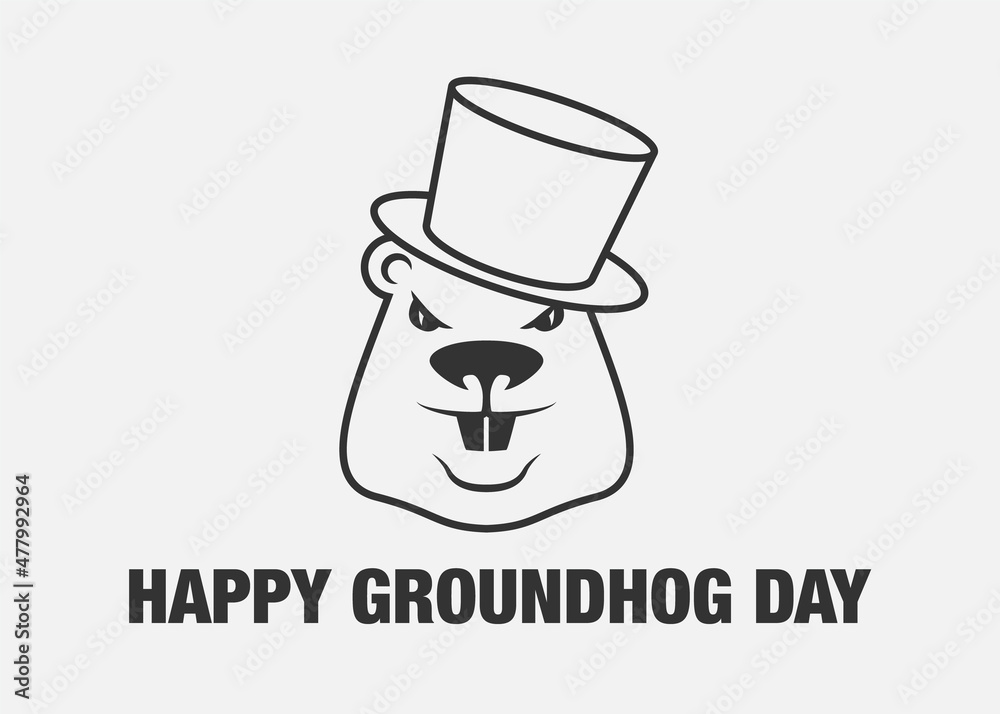 Happy groundhog day celebration. Funny vector cartoon illustration with marmot.