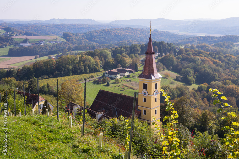 the idyllic church kapfenstein in the oststeiermark region in Austria