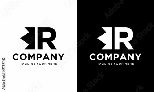 Letter R King Crown Logo Vector Template suitable for personal and business company brand. on a black and white background.