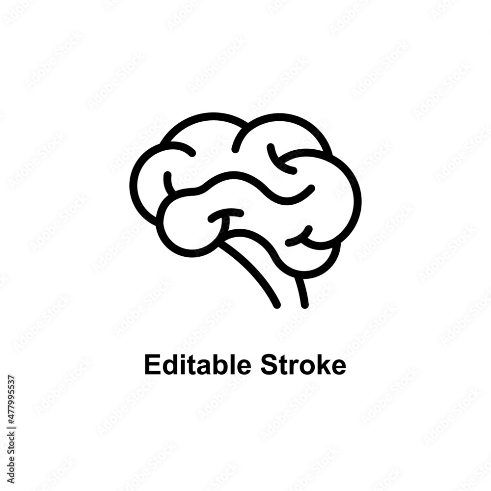 brain icon designed in outline style in editable strokes for human anatomy icon theme