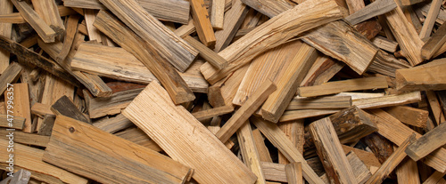 Photos chopped pine wood for kindling