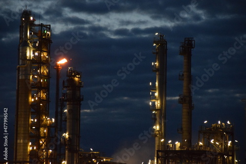Oil Refinery at night