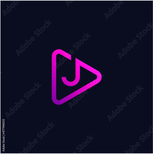 J Initial play logo design vector template