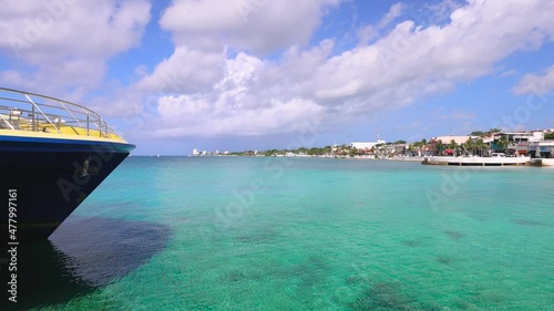 High-speed Cozumel ferry at the terminal of San Miguel de Cozumel waiting for passengers to Playa del Carmen and other tourist destinations. photo