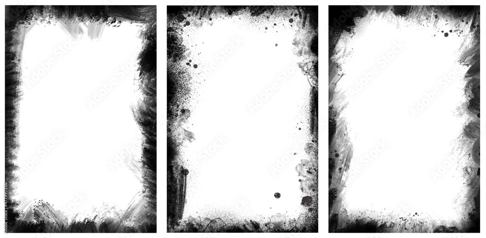 Black grunge vector frame set
