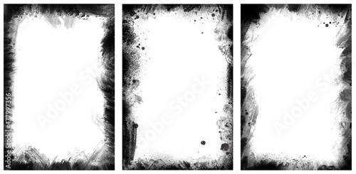 Black grunge vector frame set