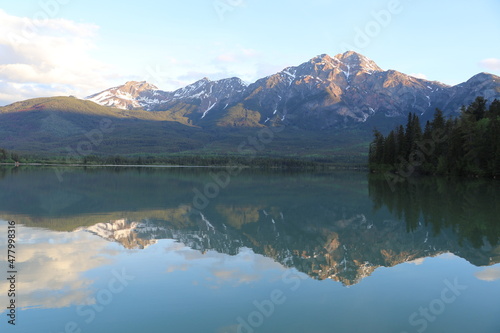 Beautiful blue lakes in Jasper national park. Wonderful road trip through Banff and Jasper national park in British Columbia, Canada. An amazing day in Vancouver. What a beautiful nature in Canada.