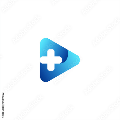 Medical and media play logo design vector template