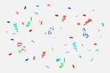 Colorful ribbons and confetti vector background Holiday festive background,  Vector confetti