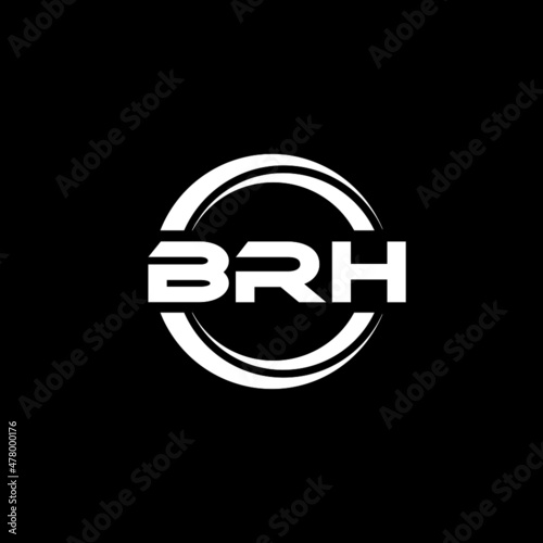 BRH letter logo design with black background in illustrator, vector logo modern alphabet font overlap style. calligraphy designs for logo, Poster, Invitation, etc. 