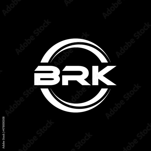 BRK letter logo design with black background in illustrator, vector logo modern alphabet font overlap style. calligraphy designs for logo, Poster, Invitation, etc.	