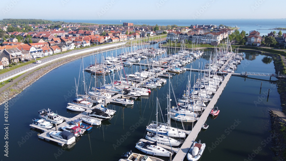 View on yacht harbour in Wemeldinge, Zeeland, Netherlands