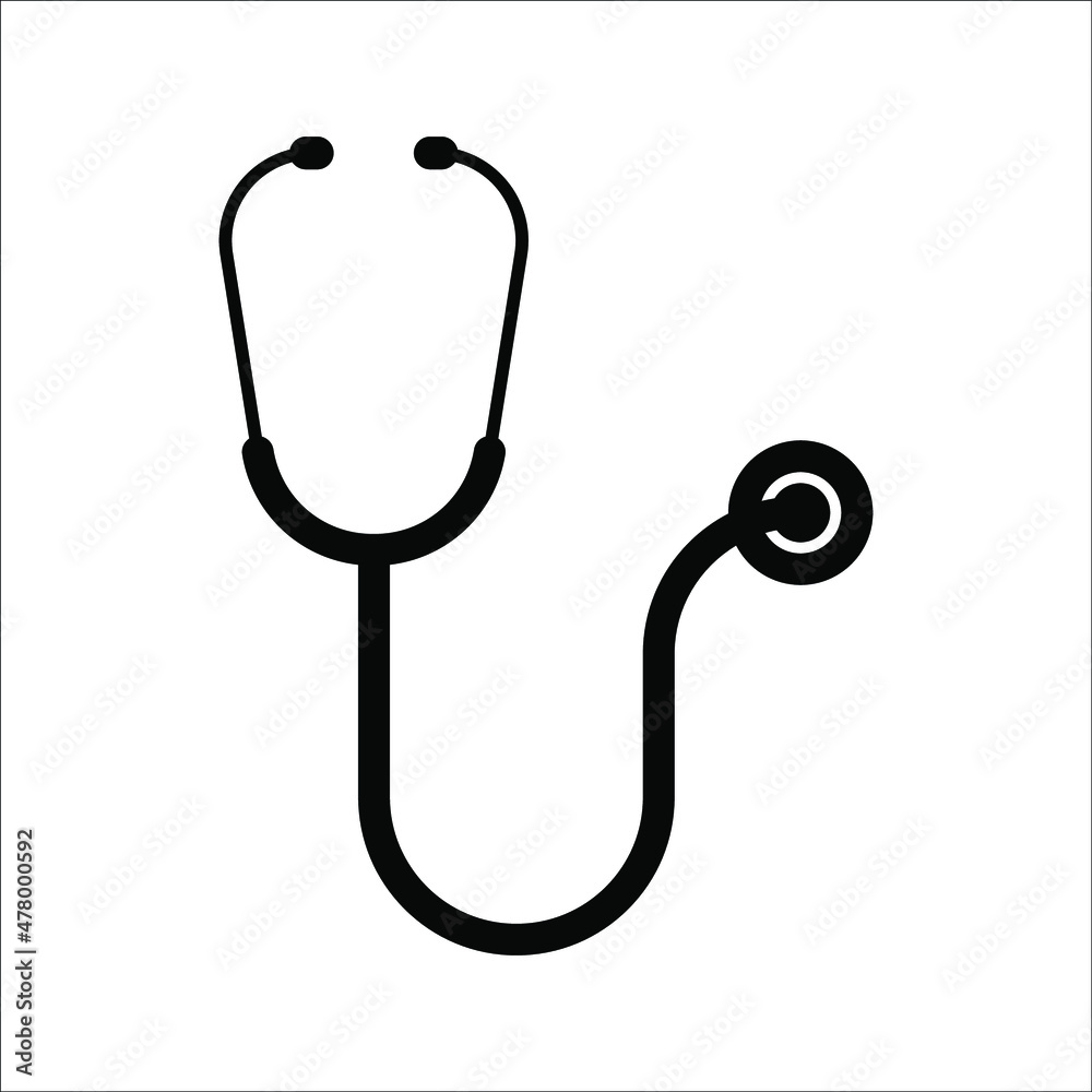 Stethoscope graphic icon. Stethoscope sign on a white background. Medicine symbol. Vector illustration Stethoscope graphic icon. Stethoscope sign on a white background. Medicine symbol. Vector illustration