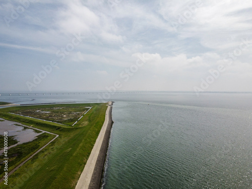 Aerial view and green nature landscape of Zeeland, Netherlands, © barmalini