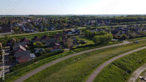 View on houses in Wemeldinge, Zeeland, Netherlands