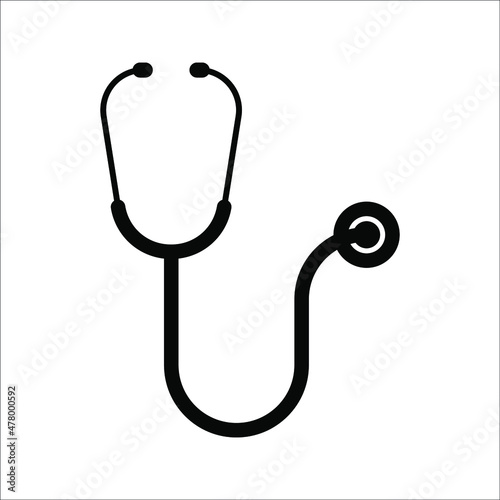 Stethoscope graphic icon. Stethoscope sign on a white background. Medicine symbol. Vector illustration