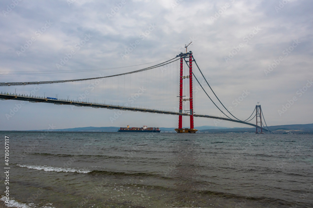 1915 Canakkale Bridge construction view in Turkey 1915 Canakkale Bridge construction view in Turkey