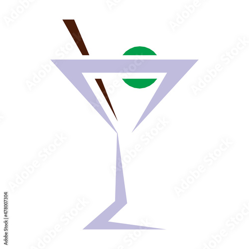 Martini glass with olive isolated on white in EPS10